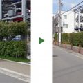 駐車場の生垣剪定