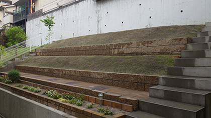 作業後の斜面の庭